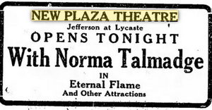 New Plaza Theatre - 1922 Ad